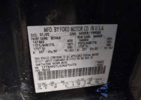 2002 Ford F-150 Lariat/Xlt из США, поврежденный, VIN 1FTRW07L32KB73475